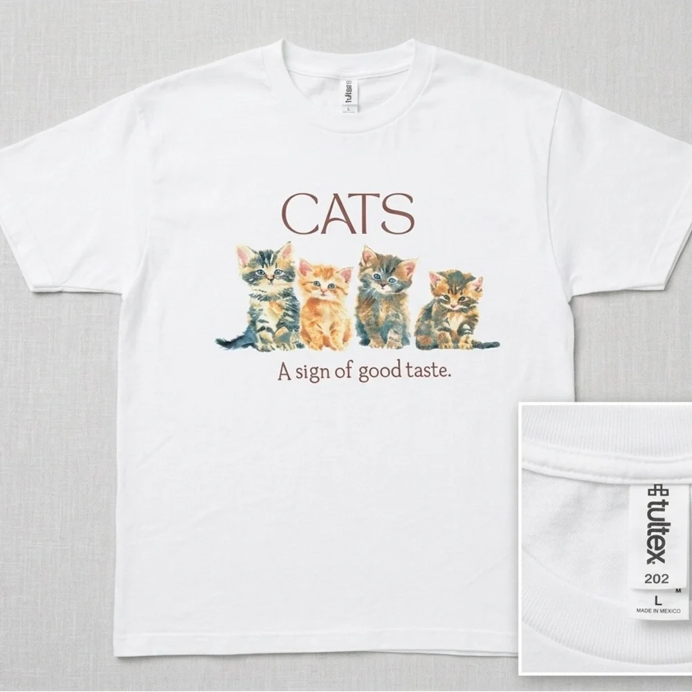 🐱🐈 CATS A Sign of Good Taste White Graphic Tee - Cat Lover T-Shirt Large